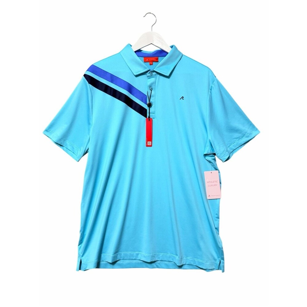 Redvanly Spring Westin Polo NWT Size XL Turquoise Blue Chest Stripe Performance